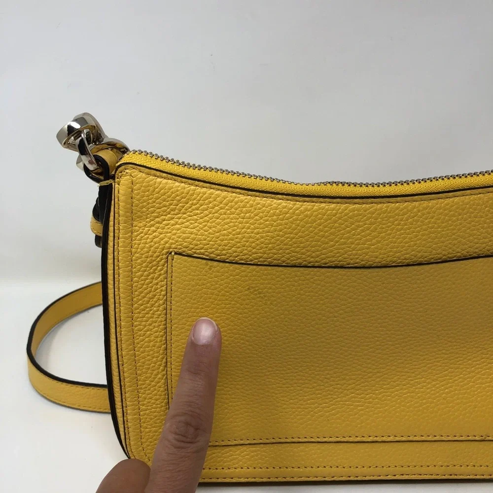 Kate Spade Hudson Medium Convertible Crossbody Purse Womens Small Yellow Leather - Picture 7 of 15